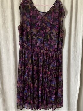 Jessica Howard Purple Floral Pleated Dress